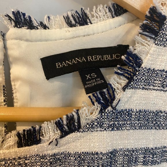 - Banana Republic Tweed Blue & White Striped Top XS - Picture 4 of 7